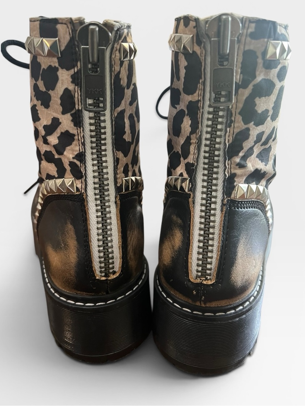 Steve Madden Avenger Leopard Studded Platform Combat Boots Y2K Grunge 10 - Picture 3 of 8